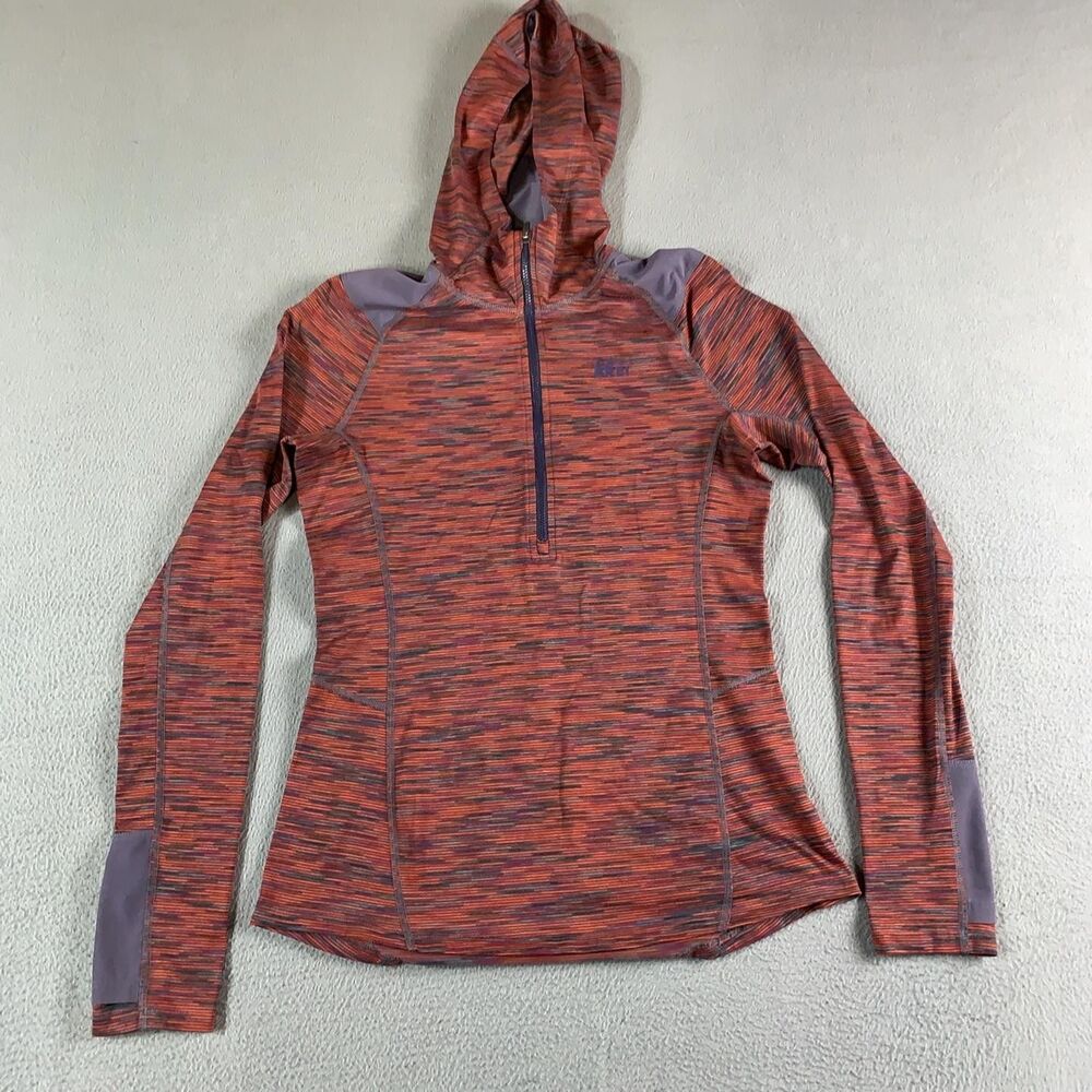 REI Hoodie Womens Small Multicolor Stripe 1/2 Zip Lightweight Stretch Pullover